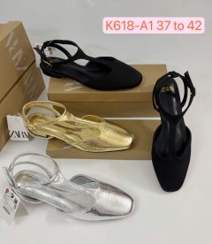 Ballerines T-Bar à Bout Carré Style Mary-Jane (Réf. K618-A1)